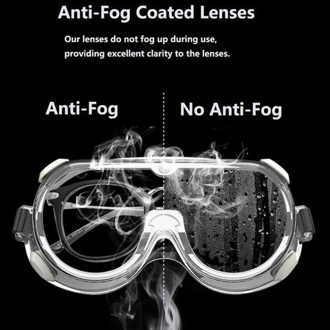 4 Pack Kids Science Goggles Lightweight Polycarbonate Lenses And PVC Frame Eye Protection For Kids showing anti-fog feature