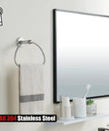 Brushed Finish 5-Piece Bathroom Hardware Set With Wall Mount For Tight Spaces Includes 7 Inch Towel Ring Stainless BAS165-BN