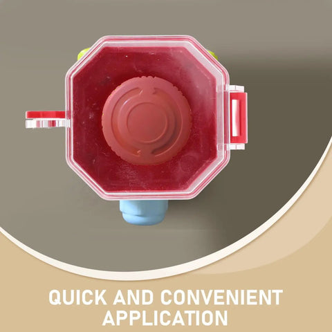 Top view of Power Switch Lockout Cover for Emergency Stop Buttons showing durable red plastic design for safety protection.