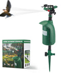 Motion Activated Yard Sprinkler System With Adjustable Head Deterrent For Deer Cats Raccoons And Dogs Skunk Deterrent Scares Off Intruders Outdoor Lawn Water Sprinkler Hose Not Included, green plastic and metal stake
