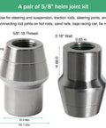 Bulletproof Heavy Duty 5/8 Inch Heim Joint Rod End Kit For Custom Track Bars And Dirt Roader Chassis Builds Knockout Suspension Linkage side view with dimensions.