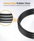 Close-up of heavy-duty rubber hose from Five Foot Propane Regulator Hose With Gauge For Griddles And Grills Replacement Part