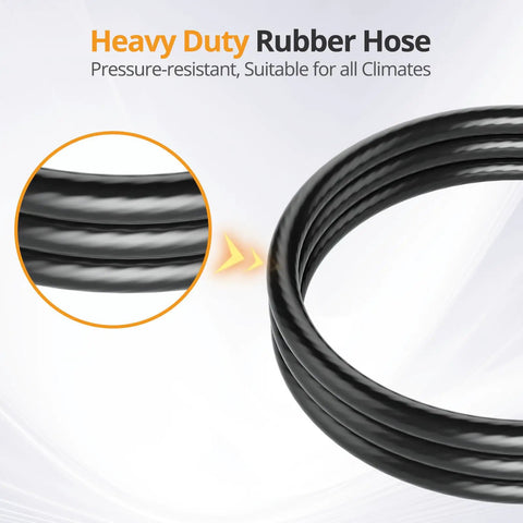 Close-up of heavy-duty rubber propane hose for outdoor grills and fire pits, part of Propane Hose Regulator With Gauge 3Ft Replacement Hose.