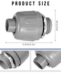Half Inch Liquid Tight PVC Conduit Connector Set 180 Degree Flexible Fittings For Home Wiring showcasing product size and design
