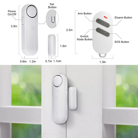 120dB Door And Window Alarm Sensor Kit With 3 Modes No Brainer Setup For Home Security Includes 3 Contact Sensors And 3 Remote Controls