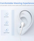 Two Pack USB C Earbuds With Mic And Remote For iPhone 15 16 17 shown in ear showcasing fit and comfort