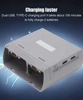 Portable Smart Dual Battery Charger Hub For Drones, Two Battery Charging Station With Smart Chip Control, front view
