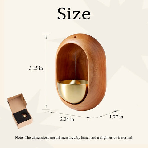 Dope Door Bell For Entry Alerts And Quick Decor Magnetically Attached Handmade Cherrywood With Matte Brass Finish, size details