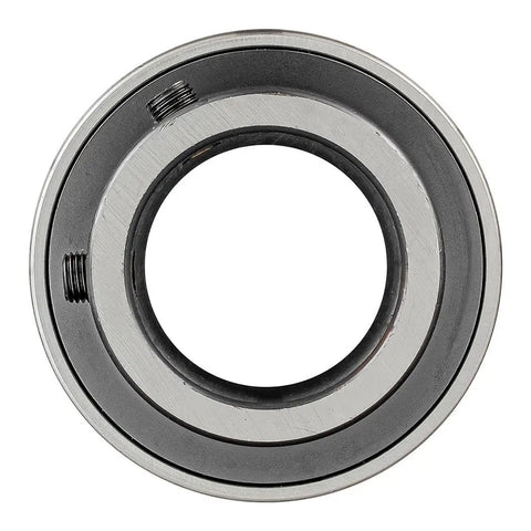 Front view of Three Quarters Of An Inch Set Screw Mounted Pillow Block Bearing Pair For Industrial Machinery Cast Iron Housing 52100 Alloy Steel ABEC One Bearing Greasable Wide Temperature Range From Minus Ten To Two Hundred Forty Eight Fahrenheit.
