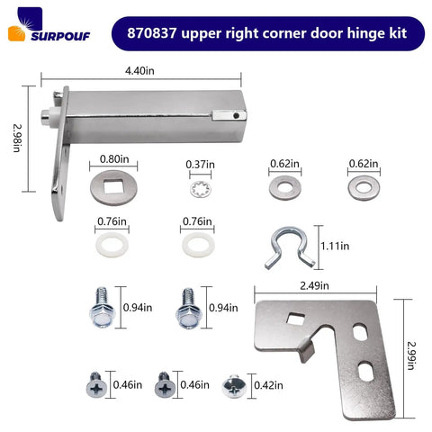 Refrigerator Top Right Door Hinge Kit Replacement Part For Fixing Doors That Will Not Close, Sagging Doors, And Opening Noise