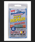 Packaging for Fiberglass Pipe Repair Kit 3 Inch By 132 Inch Gray With Epoxy Putty Fiberglass Wrap Gloves And Instructions.