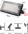 JUDYSSY Security Lights Outdoor Led Floodlight Waterproof Ip65 Led Reflector L, Cold White,100W dimensions and mounting options