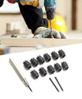 13 Piece Pro Grade Spot Weld Cutter Set Three Eighths Inch Double Sided Spot Drill Tool displayed on a white surface