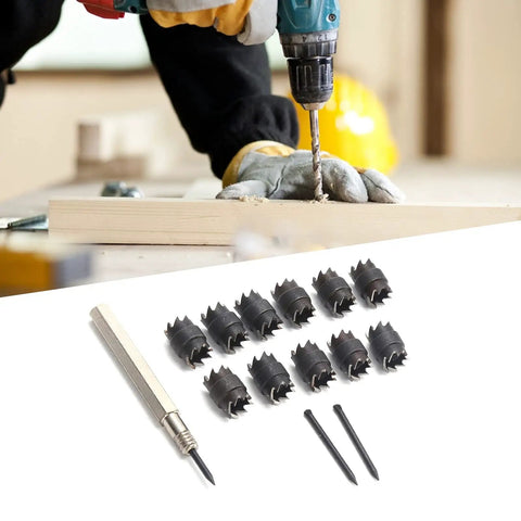 13 Piece Pro Grade Spot Weld Cutter Set Three Eighths Inch Double Sided Spot Drill Tool displayed on a white surface