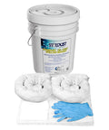 Oil Spill Response Kit With Portable Bucket OSHA Approved Includes 15 Absorbent Pads 2 Absorbent Socks 4 Disposal Bags And Nitrile Gloves Quick No Fuss Cleanup For Vehicles Shops And Jobsites