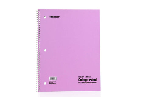 Purple spiral notebook wirebound 1 subject college ruled journal with 70 sheets of 56 gsm paper 8 by 10.5 inch, coil lock, pastel cover