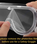 30 Pack Clear Safety Goggles Over Glasses Anti Fog Eye Protection For Men Women Lab Work Protective Eyewear being unwrapped