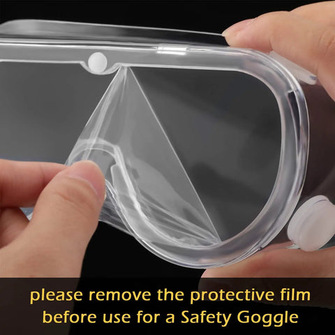 30 Pack Clear Safety Goggles Over Glasses Anti Fog Eye Protection For Men Women Lab Work Protective Eyewear being unwrapped
