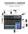 8 Channel Portable Mixer With Built-In ARM Core Processor USB Computer Input 48V Phantom Power Studio-Grade Sound Console connections