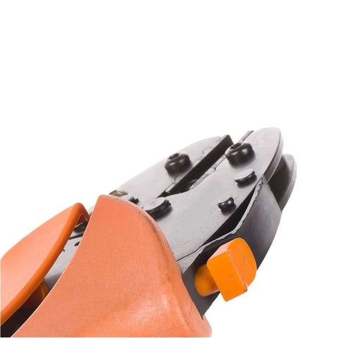 Close-up of Labor Saving Crimping Pliers for Bare Terminals 0.5 to 10 mm2 Wiring Crimp Tool, high carbon steel jaws