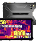 Ultra Rugged 5G Tablet Featuring Thermal Imaging Lens With 10.36 Inch 2K Anti Glare Display And 500 Nits Punch Plus Gorilla Glass 5 Shielding back and front view showcasing thermal imaging capability.