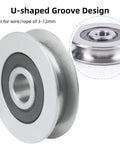 Beefy 2Pcs Stainless Steel Deep U Groove Pulley 8mm Inner Dia Wheel Bearings Wire Rope Pulley Bearing Steel Cable Pulley Load Bearing 431Kg For Industry Equipment, U-shaped groove