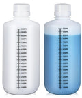 Two 32 Ounce Narrow Mouth HDPE Plastic Bottles With Caps Lab Grade Graduated Reagent And Sample Storage Containers For Medicine Water Storage Built Tough For DIY Chem Projects Translucent, two translucent graduated bottles with caps