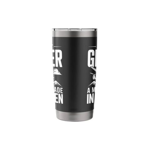 Sailplane Pilot Insulated Stainless Steel Tumbler For Glider Enthusiasts And Soaring Fans, black tumbler side view