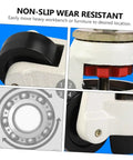 Heavy Duty Adjustable Swivel Casters With Three Inch Wheels For Industrial Workbenches close-up of black wear-resistant wheel and leveling base.