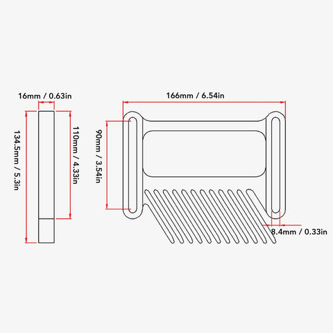 Beast Mode Adjustable Featherboard for Table Saws Router Tables And Band Saws dimensions drawing with measurements in mm and inches.