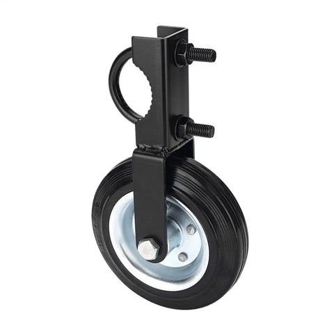 Heavy Duty Gate Caster Wheel Featuring Solid Rubber Tires And Fully Adjustable Height, black steel, for smooth gate operation.