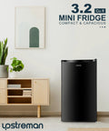Upstreman 3.2 cu ft black single-door mini fridge with freezer for dorm or office