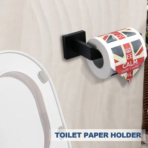 Matte Black Stainless Steel 4 Piece Bathroom Set Dope Finish Towel Bar Towel Rack Towel Holder And Toilet Paper Holder 23.6 Inch Rustproof SUS304 Bath Hardware For Modern Homes toilet paper holder with Union Jack design toilet paper