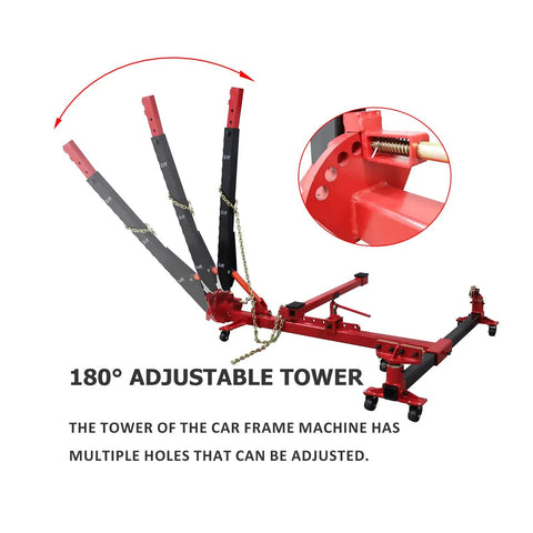 Auto Body Frame Straightener Machine With 98 kN Pulling Power And 6,600 Lbs Load Capacity, adjustable tower detail.