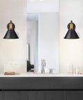 Adjustable Swing Arm Wall Sconce With Plug In Cord And On Off Switch Industrial Bronze Black Finish Rotatable Arm above bathroom sink