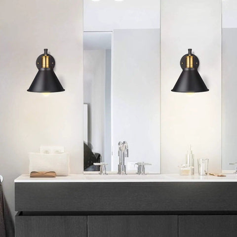 Adjustable Swing Arm Wall Sconce With Plug In Cord And On Off Switch Industrial Bronze Black Finish Rotatable Arm above bathroom sink