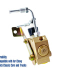 Heavy Duty Brass Brake Proportioning Valve For Disc Front And Drum Rear Setup Mount Bracket and Connector Kit Compatible with Chevy Classic Car and Truck Replace 172 1353 Straight Up Knockout Fit close-up view showing brass construction and connectors.