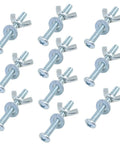 Heavy Duty 10 Piece Wing Nuts And Bolts With Washers Tool Free Hand Tighten Fastener Set Built Solid For Quick Fixes And Reliable Grip No Sweat Mechanic Hardware 1 4 By 2 Inch showing ten wing nuts with bolts and washers.