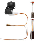 Outdoor heater replacement kit with JINHE thermocouple and dump switch copper leads for round and pyramid patio heaters.