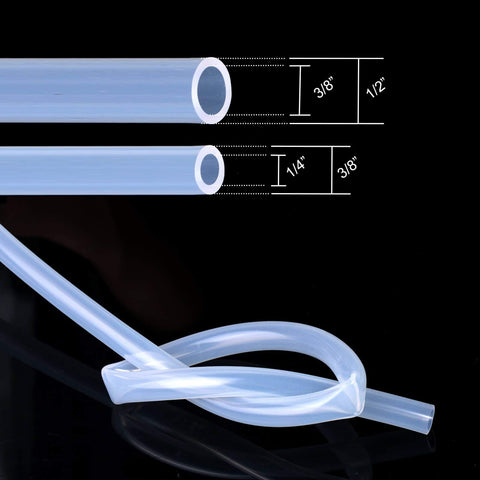 Food Grade High Temperature Silicone Tubing Three Eighths Inch ID By Half Inch OD Flexible Silicone Hose displayed on black