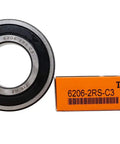 2 Pack 6206-2RSC3 Double Rubber Seal Ball Bearings 30x62x16mm C3 Clearance Pre Lubricated box and bearing