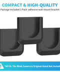 No Drill Wall Mount Bracket For Outdoor 4 And Outdoor 2K Plus Mini 2 And Indoor Cameras, 3 Pack Adhesive Mounts, black plastic