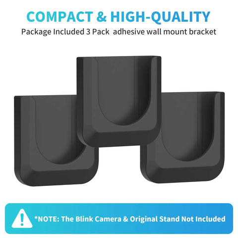 No Drill Wall Mount Bracket For Outdoor 4 And Outdoor 2K Plus Mini 2 And Indoor Cameras, 3 Pack Adhesive Mounts, black plastic