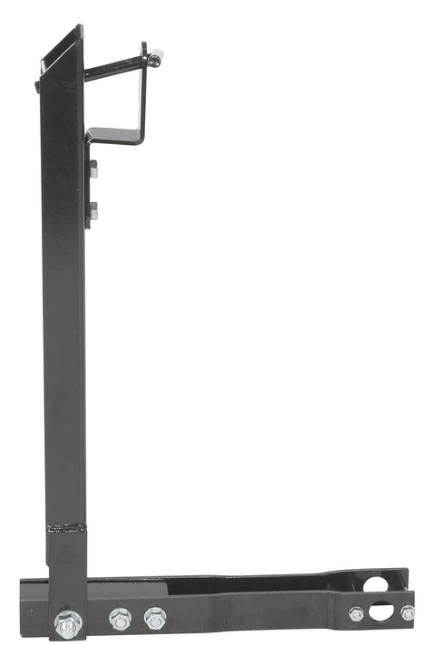 Heavy Duty Steel Tow Bar Kit For All Terrain Pallet Jack Foldable Pin Hitch showing a side view of the sturdy hitch assembly.