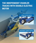 Heavy Duty Electric Stair Climbing Hand Truck With Dual Motors And Smart Load Balancing Board features double electric motor and independent crawler tracks.