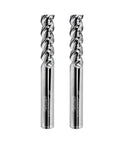 WEXWE carbide end mills, 1/4 inch shank, 3-flute, for aluminum and copper cutting, 2-piece set