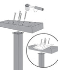 Installation diagram of the Three Mailbox Spreader Bar For One Post, Built Tough 12 Gauge Steel With Black Powder Coat, Easy Install