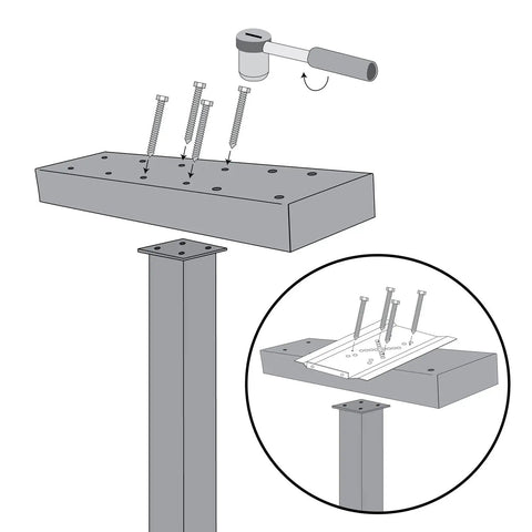 Installation diagram of the Three Mailbox Spreader Bar For One Post, Built Tough 12 Gauge Steel With Black Powder Coat, Easy Install