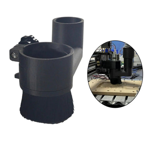 Pro Grade Cnc Spindle Dust Shields Featuring Tough Detachable Bristles. Close-up of black dust shield for CNC routers.
