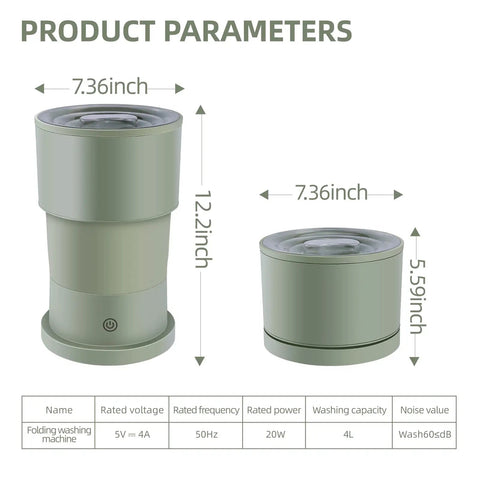 Foldable Mini Washer For Baby Clothes And Small Items, Portable Space Saving Washing Machine, dimensions 7.36 x 5.59 inches